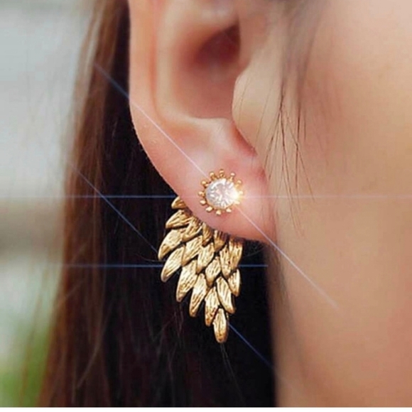 Ocean Dreams Jewelry - Good Angel Wings Crystal Dangle Trendy Earrings